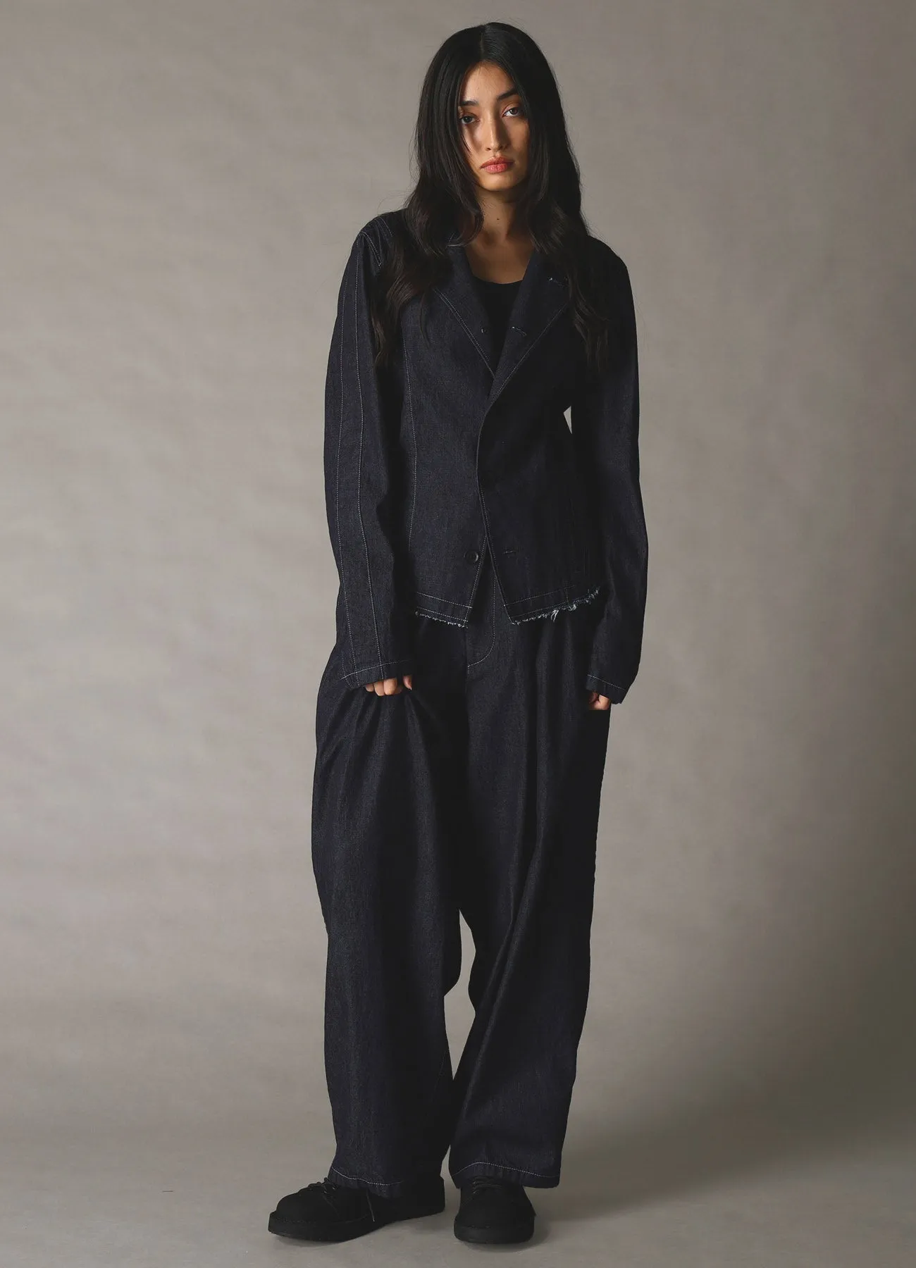 8oz SLUB DENIM TUCK PANTS sold by Yohji Yamamoto product image thumbnail 5