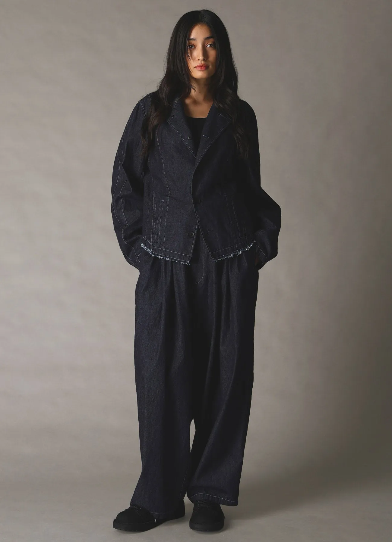 8oz SLUB DENIM TUCK PANTS sold by Yohji Yamamoto product image thumbnail 2