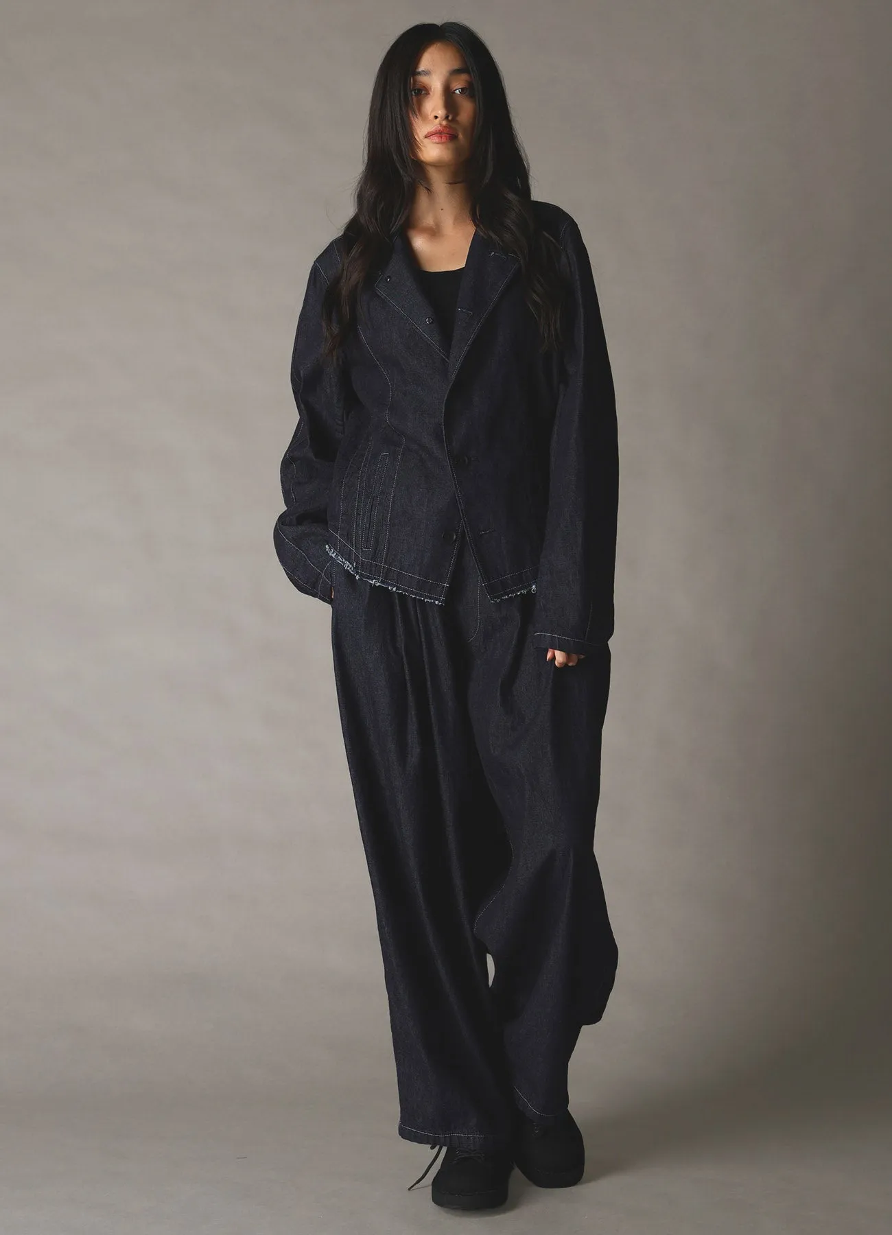 8oz SLUB DENIM TUCK PANTS sold by Yohji Yamamoto product image thumbnail 3