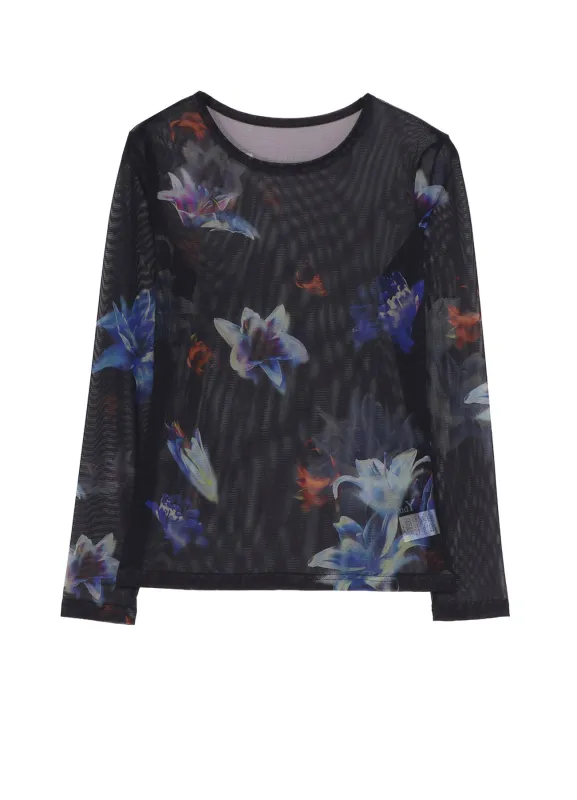 LILY PATTERN SOFT TULLE LONG SLEEVE T sold by Yohji Yamamoto