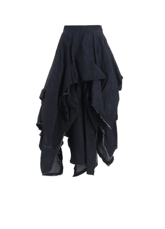 6oz DENIM DESIGNED HEM LAYERED SKIRT sold by Yohji Yamamoto