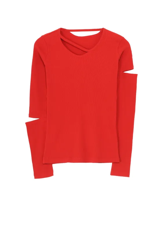 COTTON RIB LONG SLEEVE SLIT TEE sold by Yohji Yamamoto