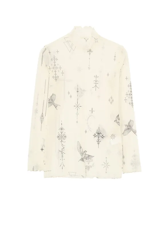 TATTOO PRINTED TULLE TURTLE NECK T sold by Yohji Yamamoto