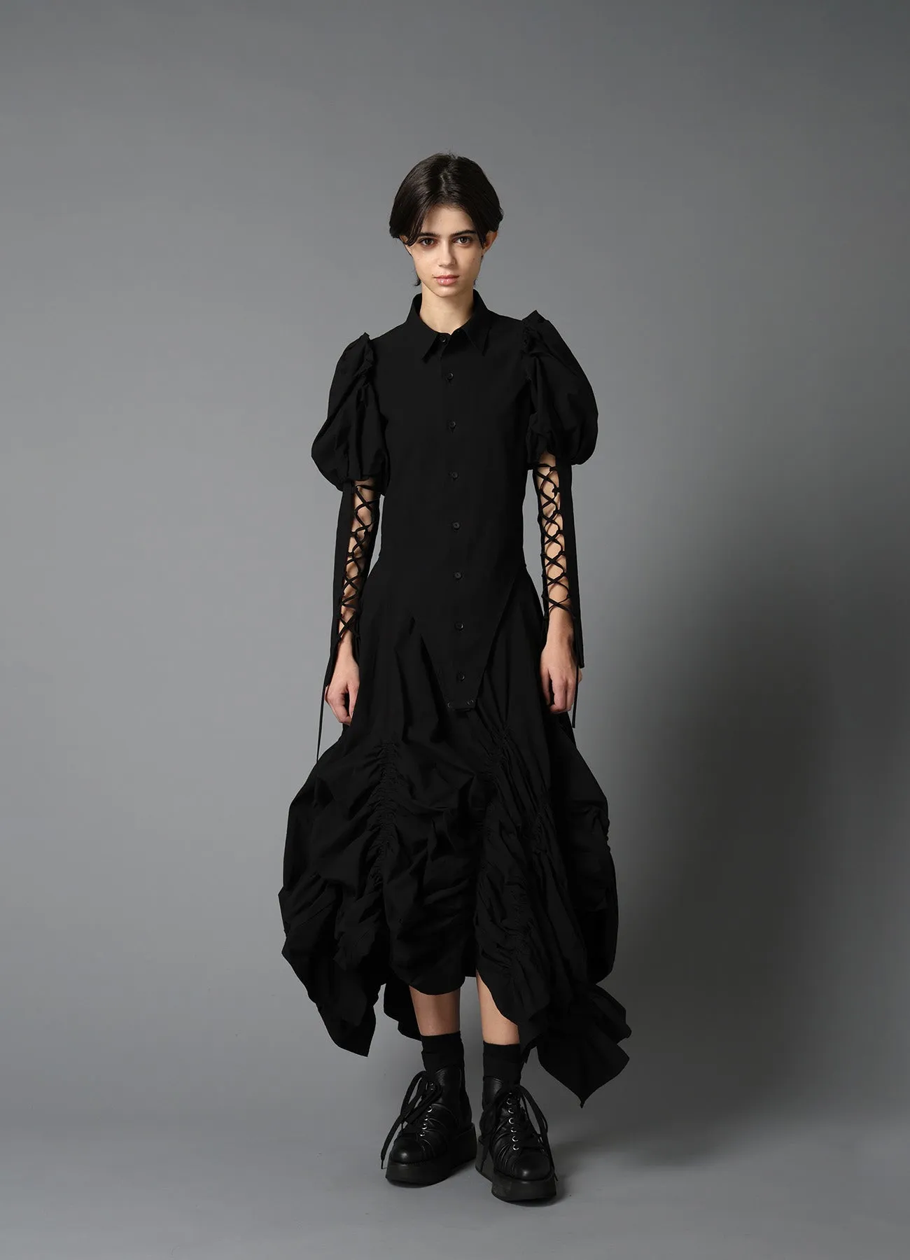 TYPEWRITER LACE UP SLEEVE BLOUSE sold by Yohji Yamamoto product image thumbnail 4
