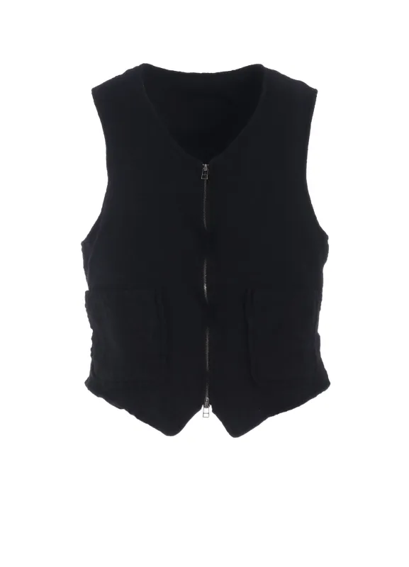 WOOL GAUZE ZIP UP VEST sold by Yohji Yamamoto