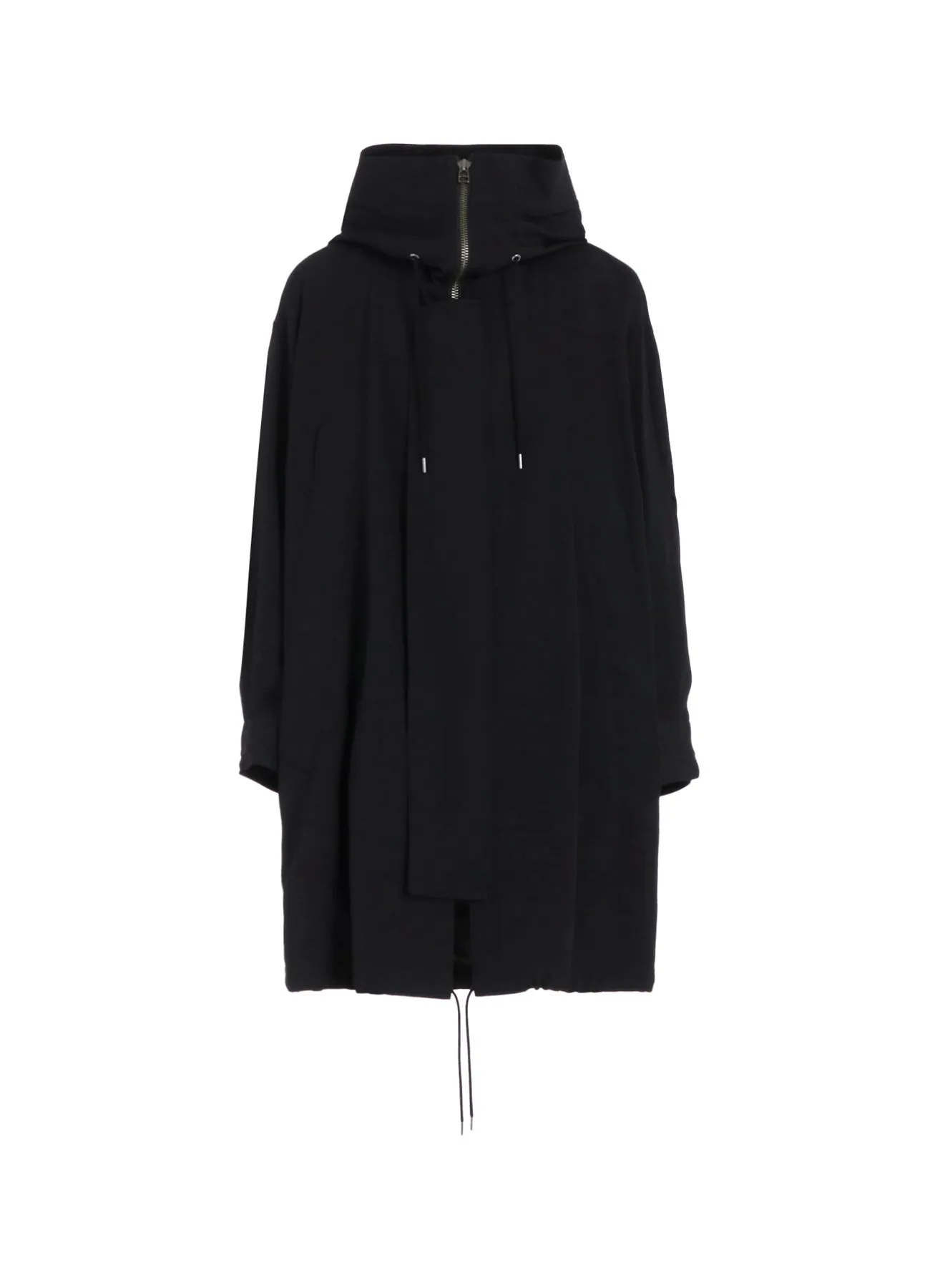 W/GABARDINE HIGH NECK HOODED MODS COAT sold by Yohji Yamamoto