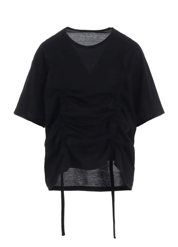 SINGLE JERSEY GATHER DETAIL SHORT SLV T made by Yohji Yamamoto