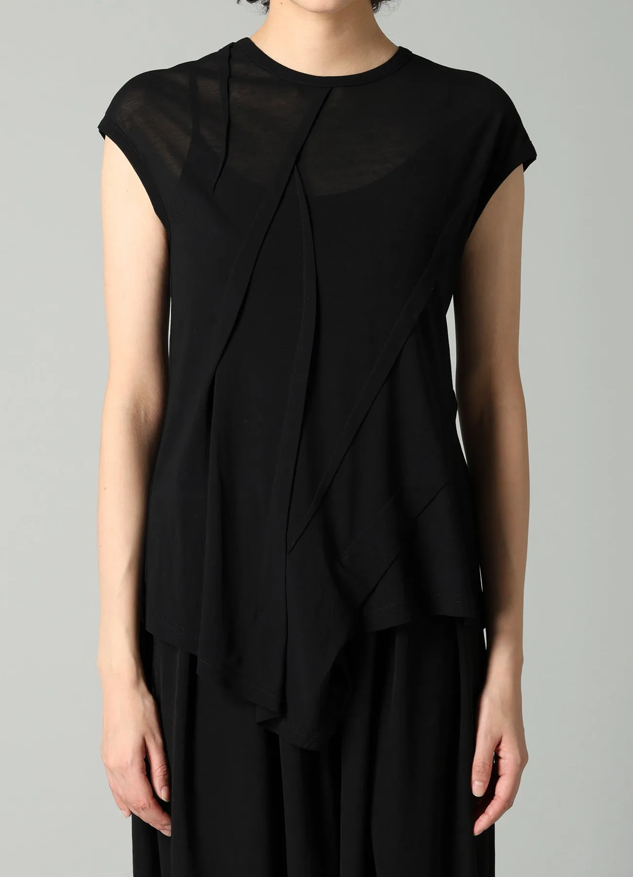 HIGH TWISTED SZ JERSEY TUCK DETAIL SHORT SLV T sold by Yohji Yamamoto product image thumbnail 3