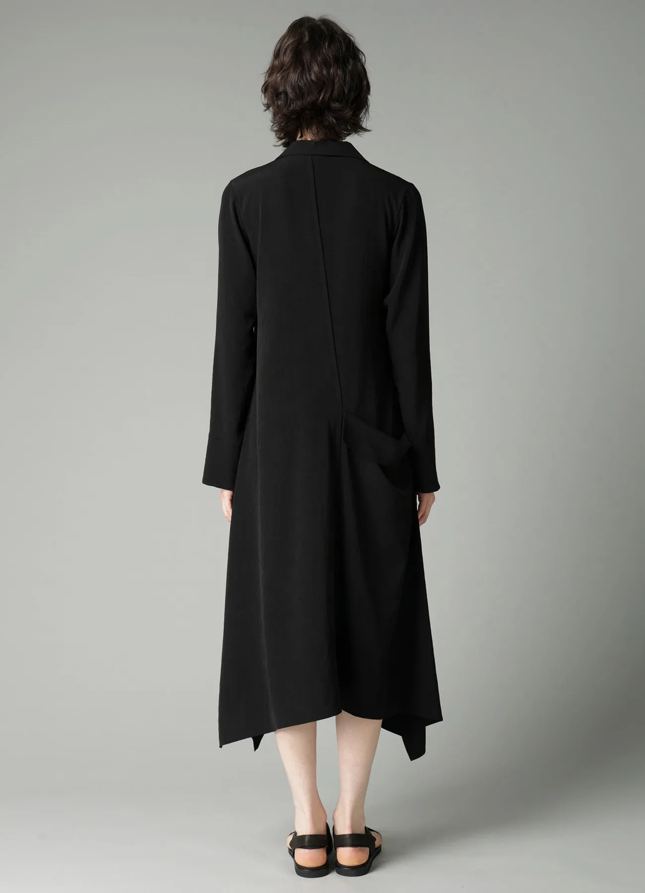 Ta/Pe CREPE DE CHINE R DRAPE DETAIL SHIRT DRESS sold by Yohji Yamamoto product image thumbnail 5