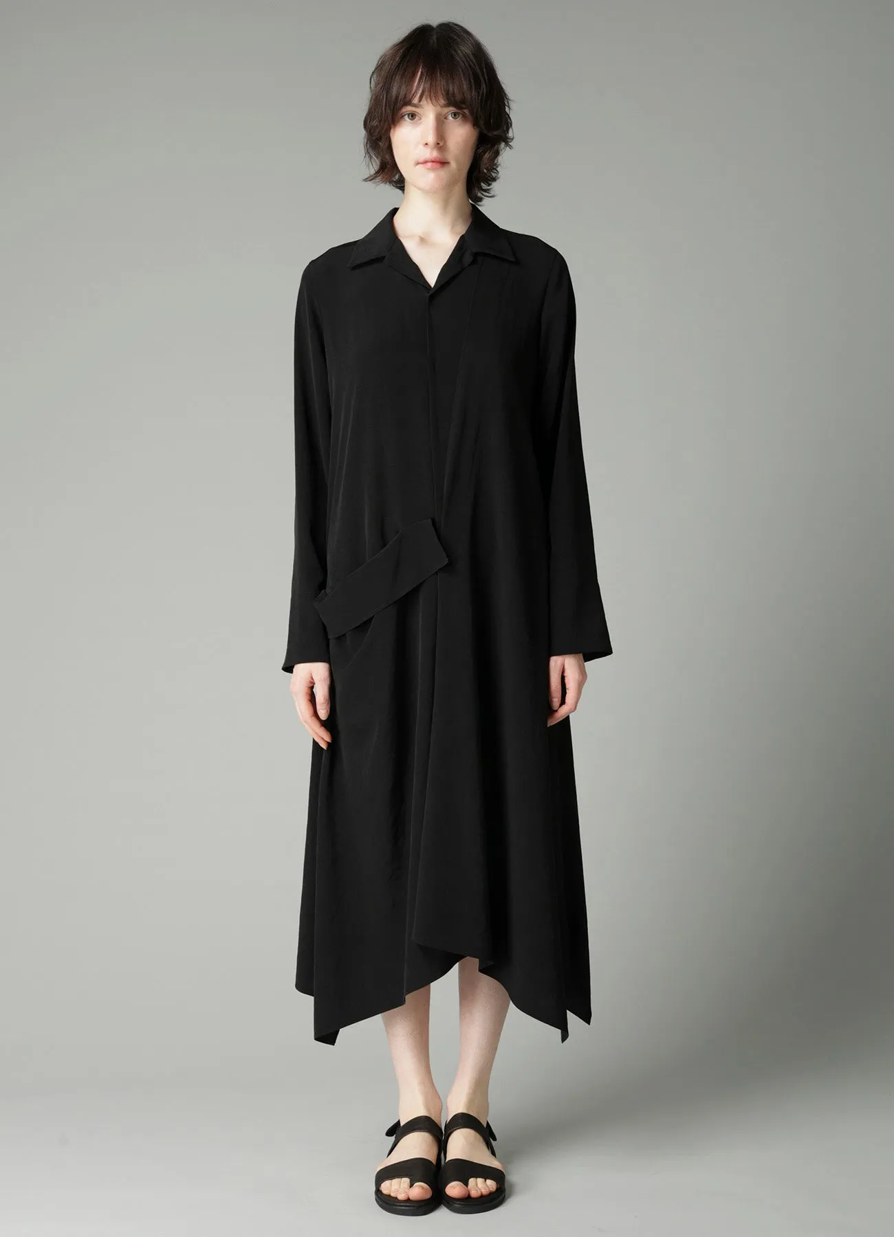Ta/Pe CREPE DE CHINE R DRAPE DETAIL SHIRT DRESS sold by Yohji Yamamoto product image thumbnail 3
