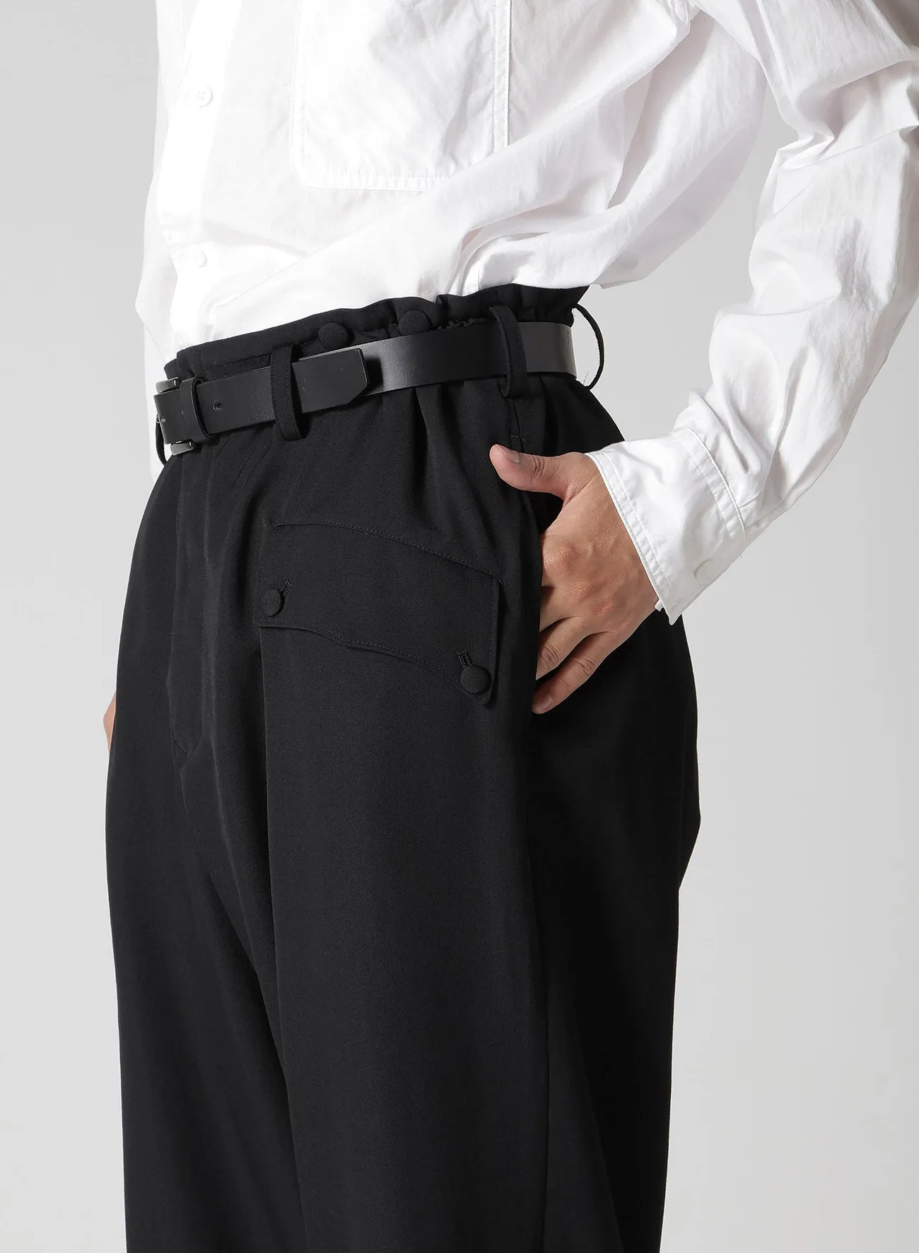 WOOL GABARDINE HEM OPENED SUSPENDER PANTS sold by Yohji Yamamoto product image thumbnail 4