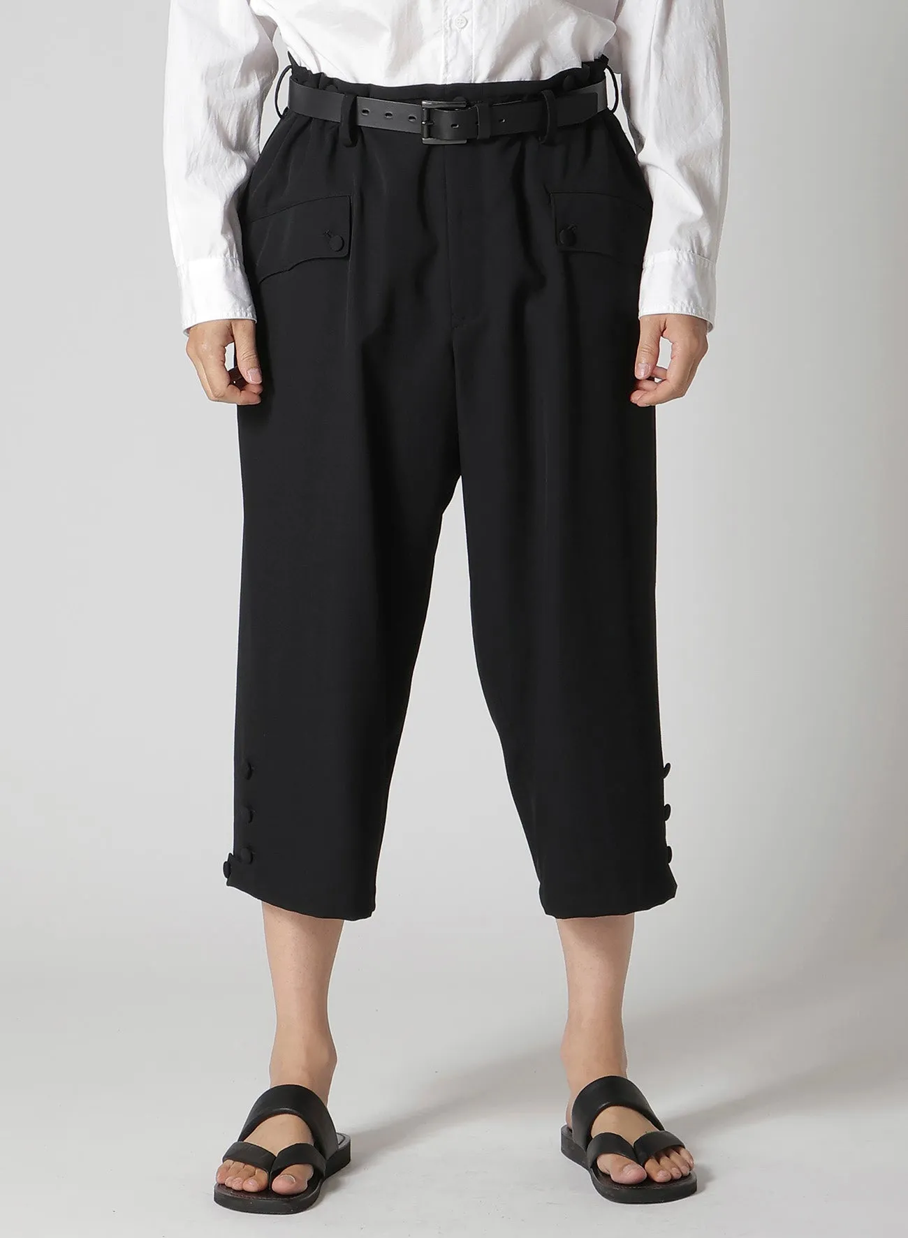 WOOL GABARDINE HEM OPENED SUSPENDER PANTS sold by Yohji Yamamoto product image thumbnail 2