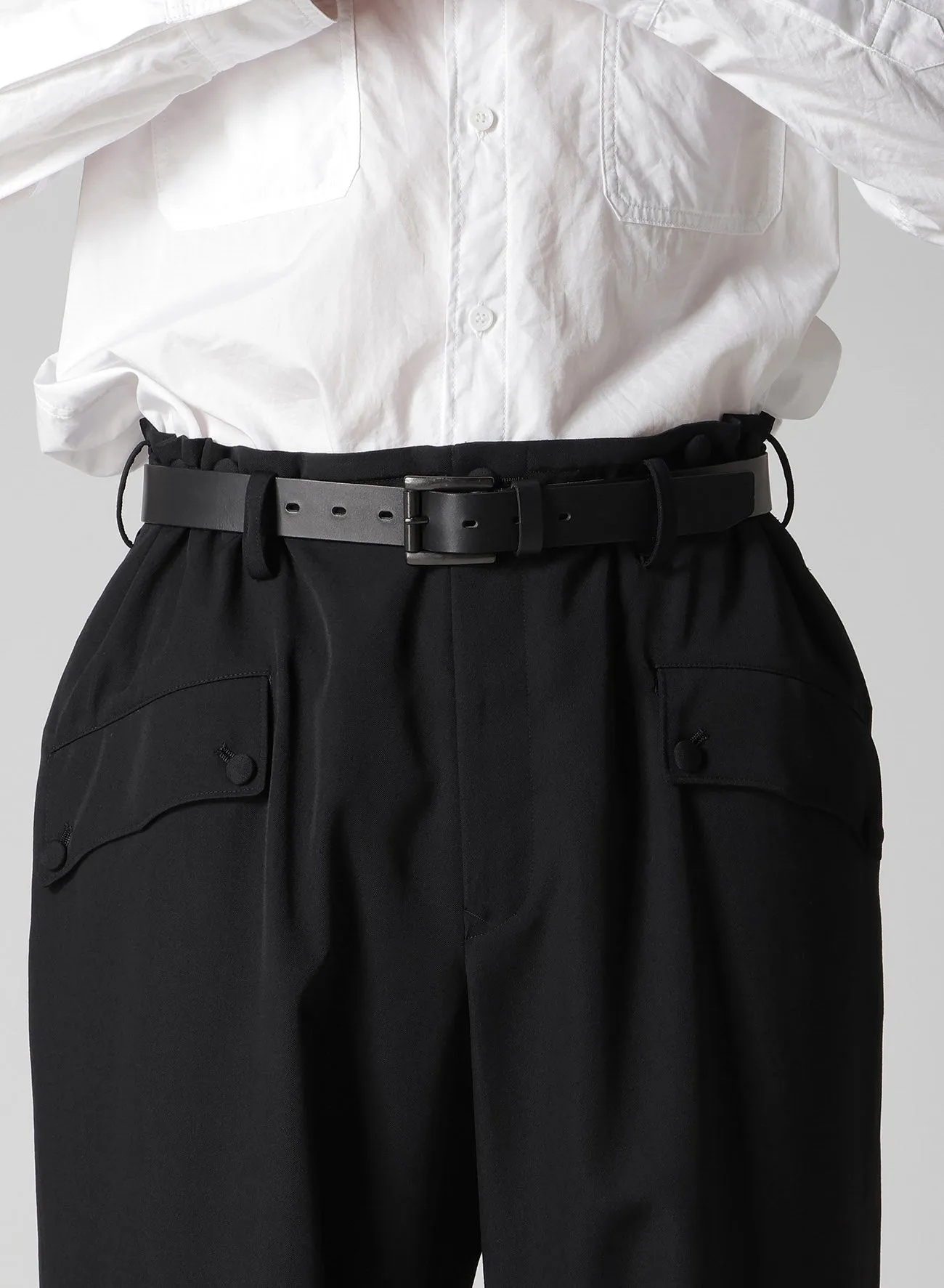 WOOL GABARDINE HEM OPENED SUSPENDER PANTS sold by Yohji Yamamoto product image thumbnail 3