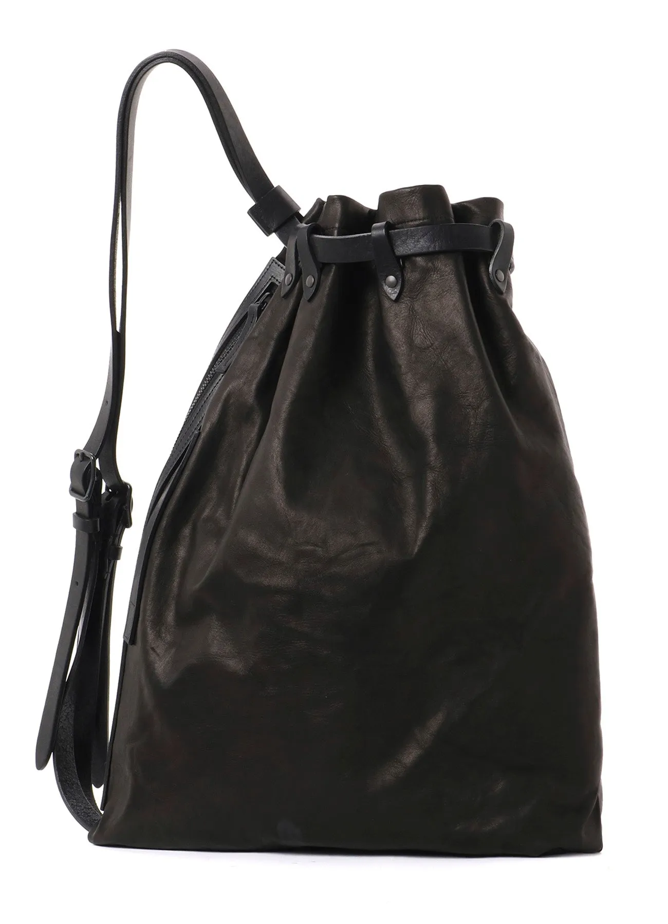 HORSE LEATHER DRAWSTRING BACKPACK sold by Yohji Yamamoto product image thumbnail 2