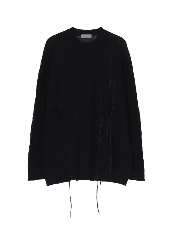 5G 2PLY DROP STITCH ROUND NECK LEATHER S PO sold by Yohji Yamamoto