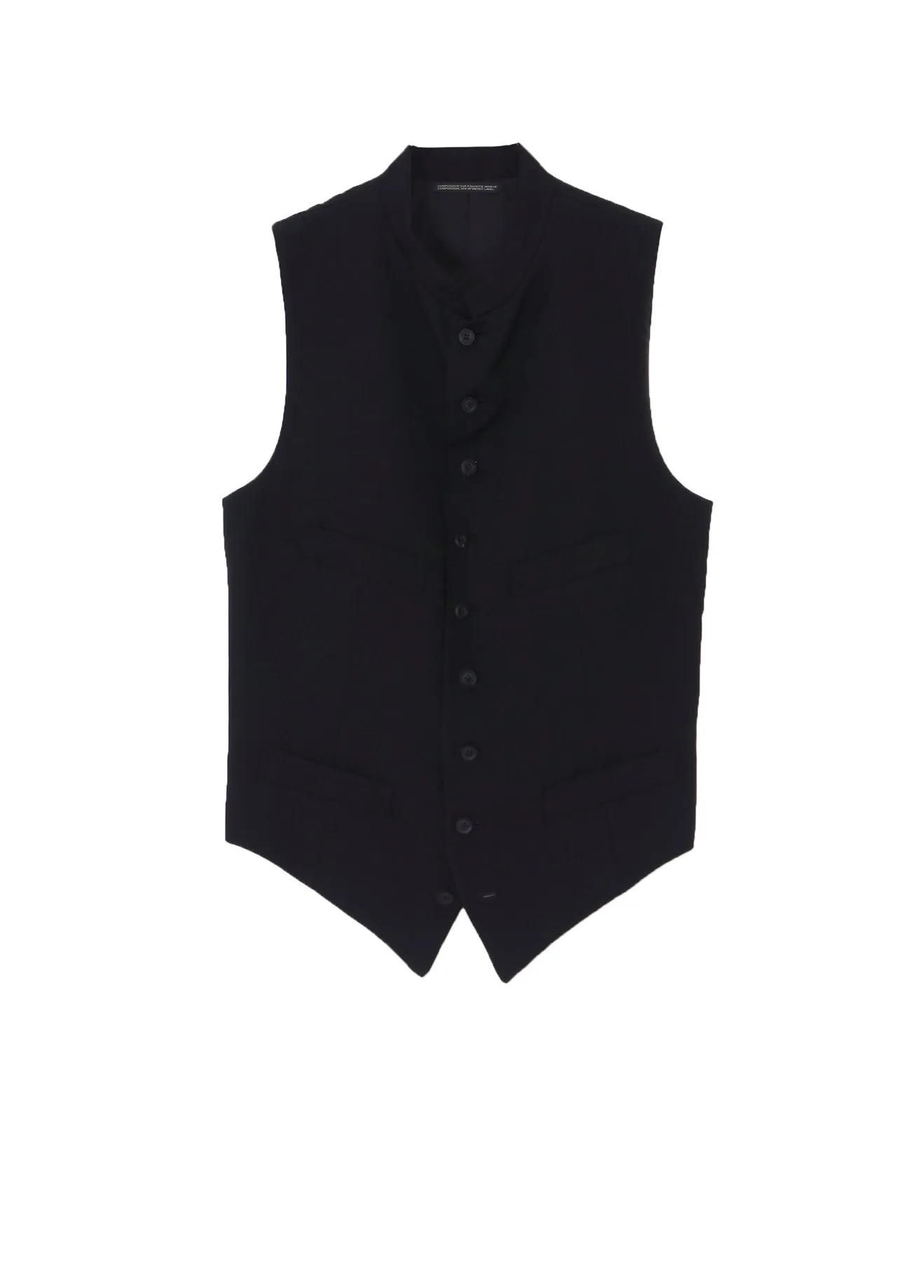WOOL GABARDINE STAND COLLAR VEST sold by Yohji Yamamoto