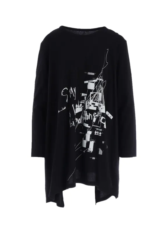 COTTON JERSEY MESSAGE PRINT LONG SLEEVE TEE made by Yohji Yamamoto