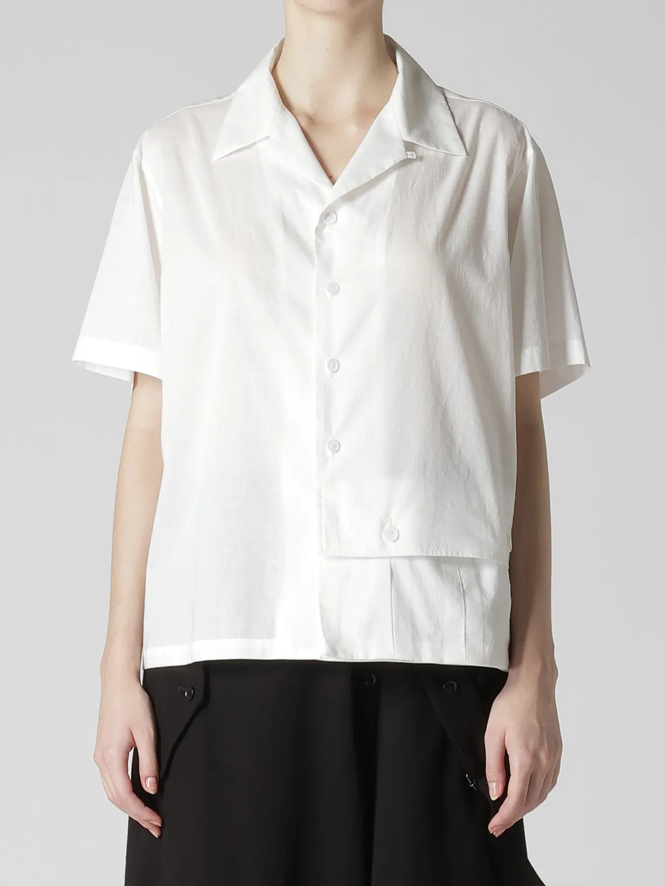 COTTON LAWN OPEN COLLAR SHORT SLEEVE BLOUSE sold by Yohji Yamamoto product image thumbnail 5