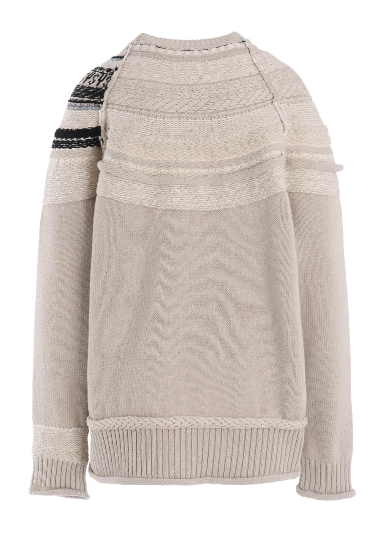 MIXED MATERIAL FAIR ISLE ROUND NECK PULLOVER sold by Yohji Yamamoto product image thumbnail 3