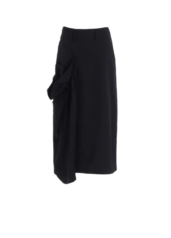 WOOL GABARDINE SIDE GATHERED SKIRT sold by Yohji Yamamoto