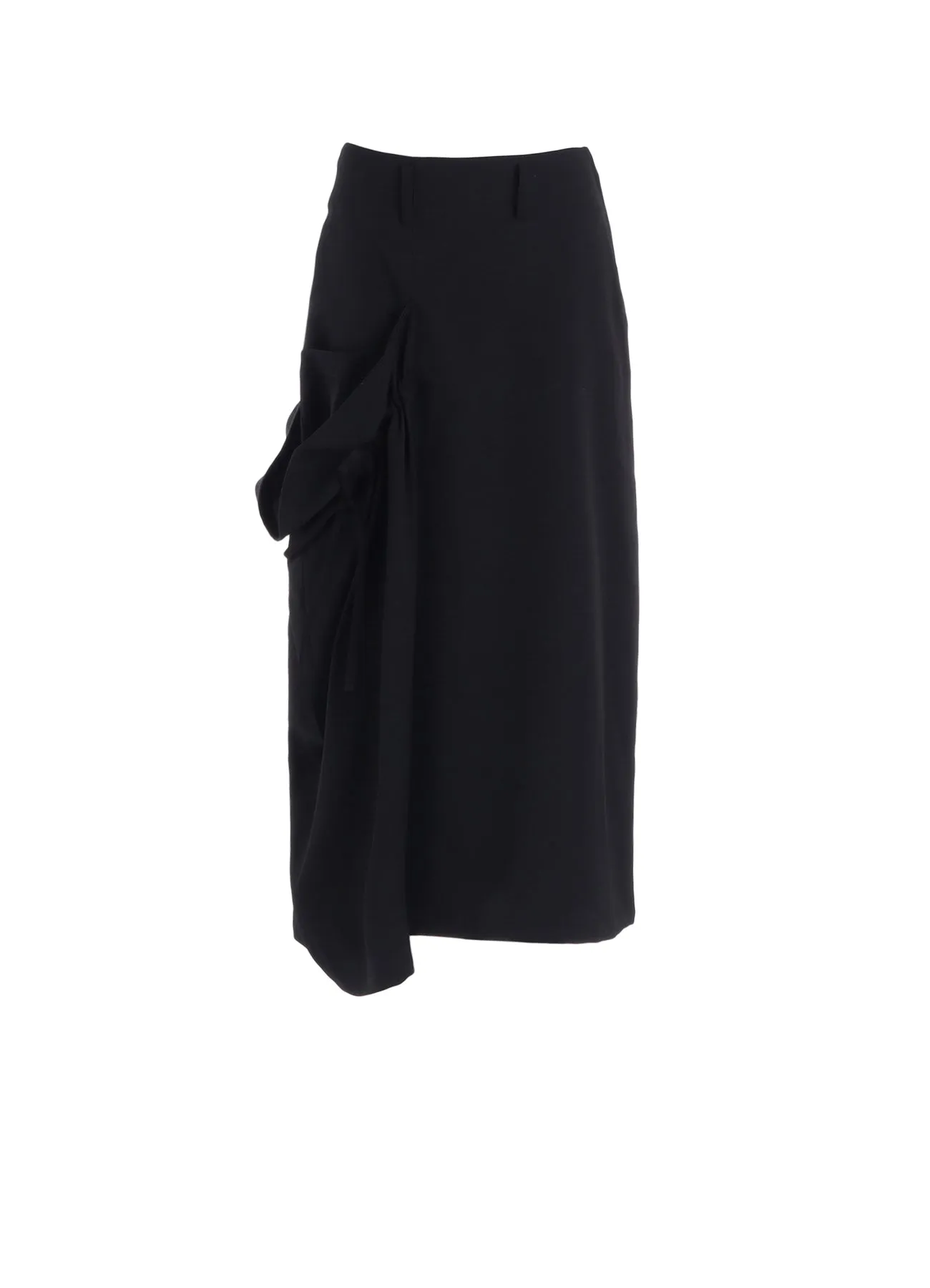WOOL GABARDINE SIDE GATHERED SKIRT sold by Yohji Yamamoto