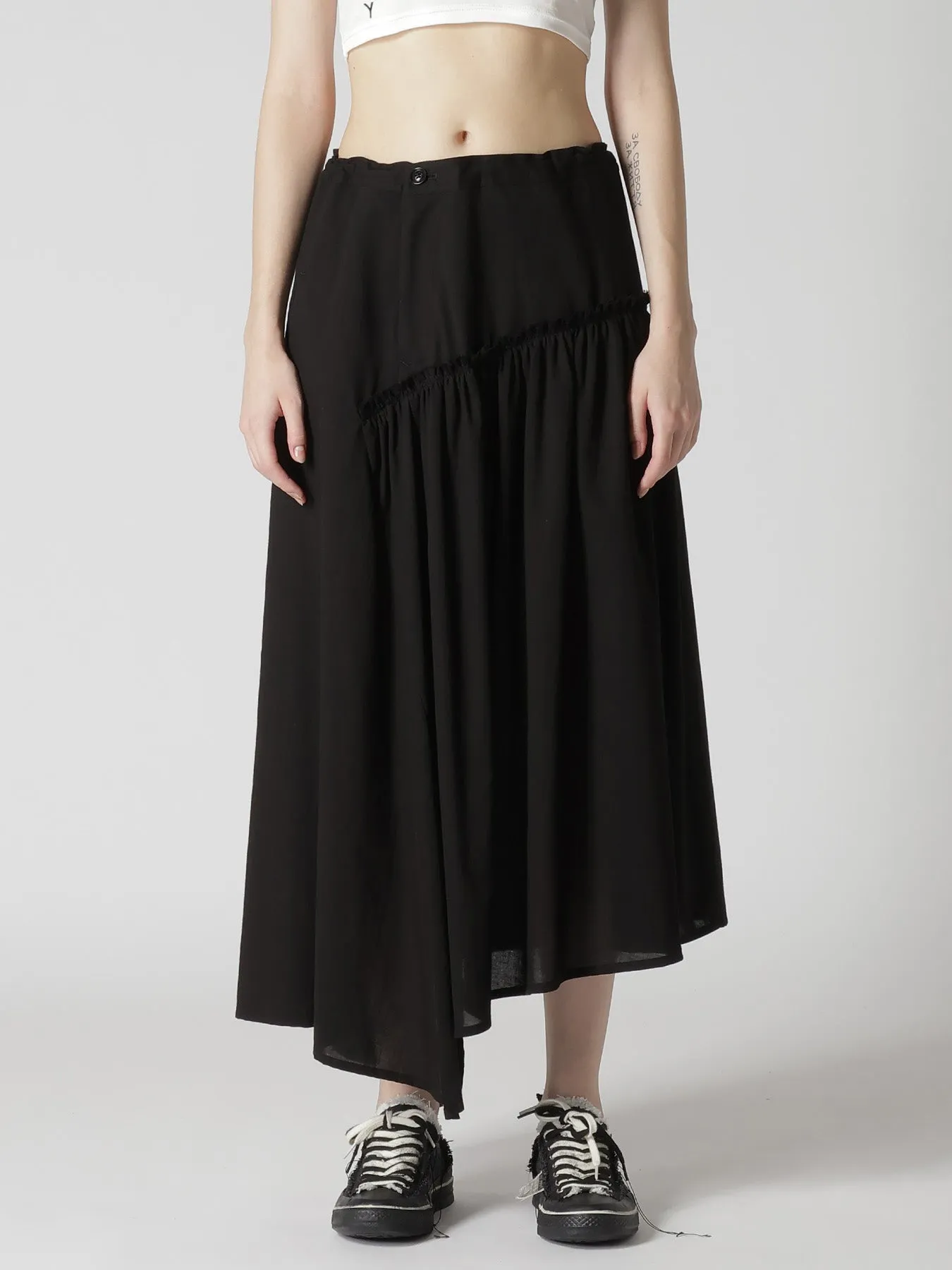 COTTON VOILE VIYELLA GATHERED SKIRT sold by Yohji Yamamoto product image thumbnail 4