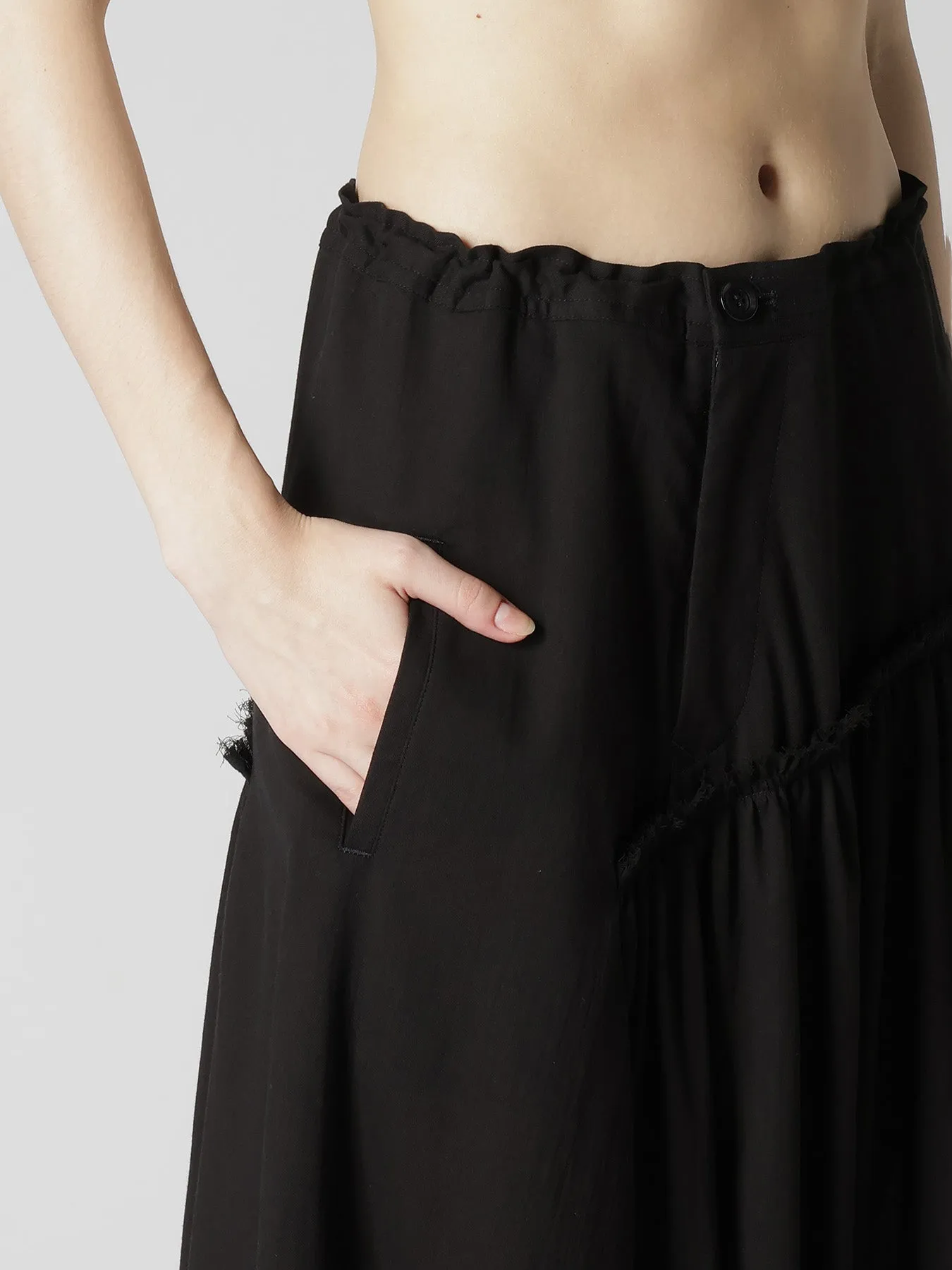 COTTON VOILE VIYELLA GATHERED SKIRT sold by Yohji Yamamoto product image thumbnail 5