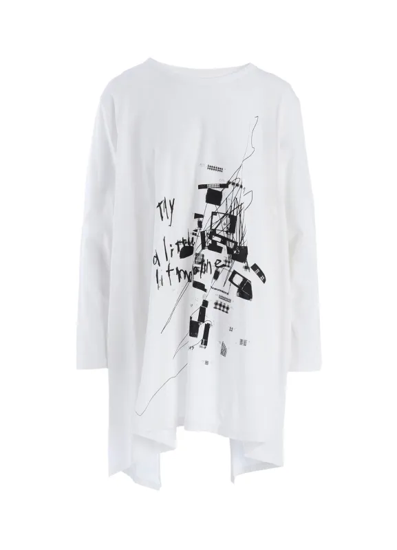 COTTON JERSEY MESSAGE PRINT LONG SLEEVE TEE made by Yohji Yamamoto