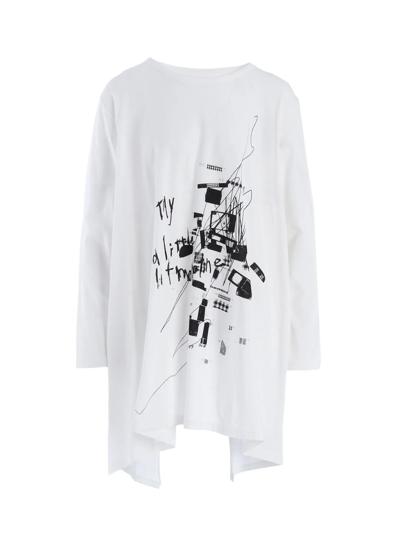 COTTON JERSEY MESSAGE PRINT LONG SLEEVE TEE sold by Yohji Yamamoto