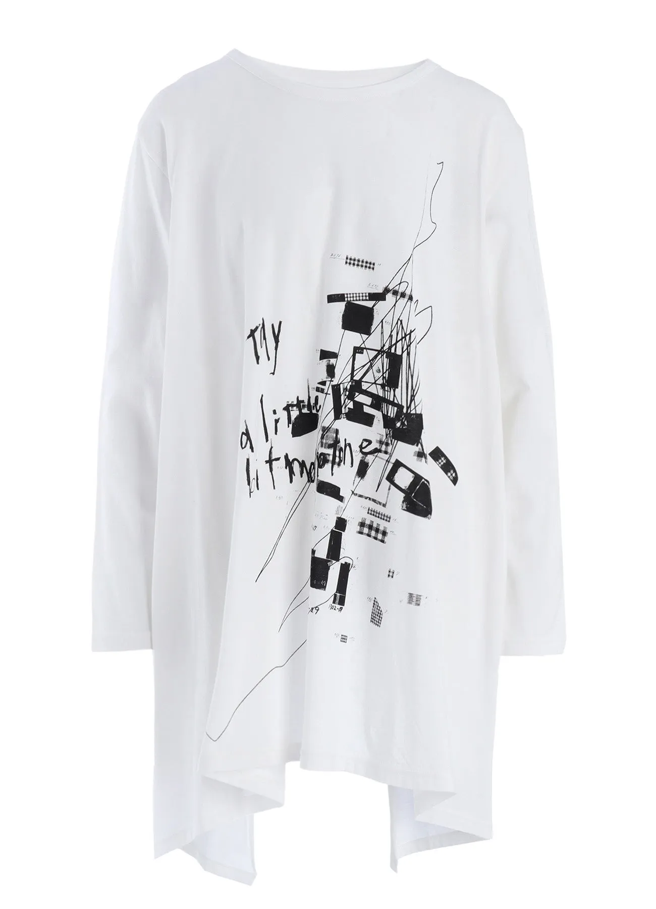 COTTON JERSEY MESSAGE PRINT LONG SLEEVE TEE sold by Yohji Yamamoto product image thumbnail 2