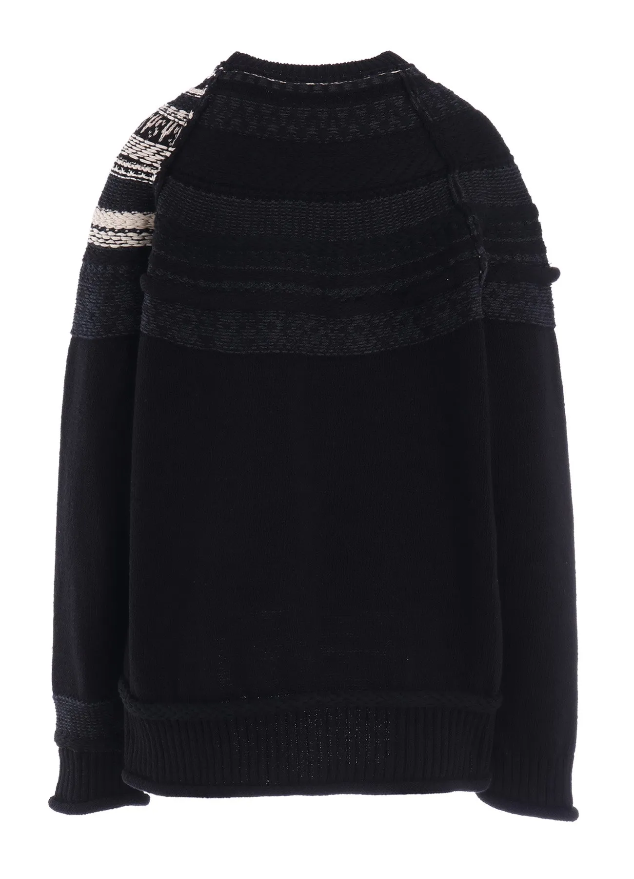 MIXED MATERIAL FAIR ISLE ROUND NECK PULLOVER sold by Yohji Yamamoto product image thumbnail 4