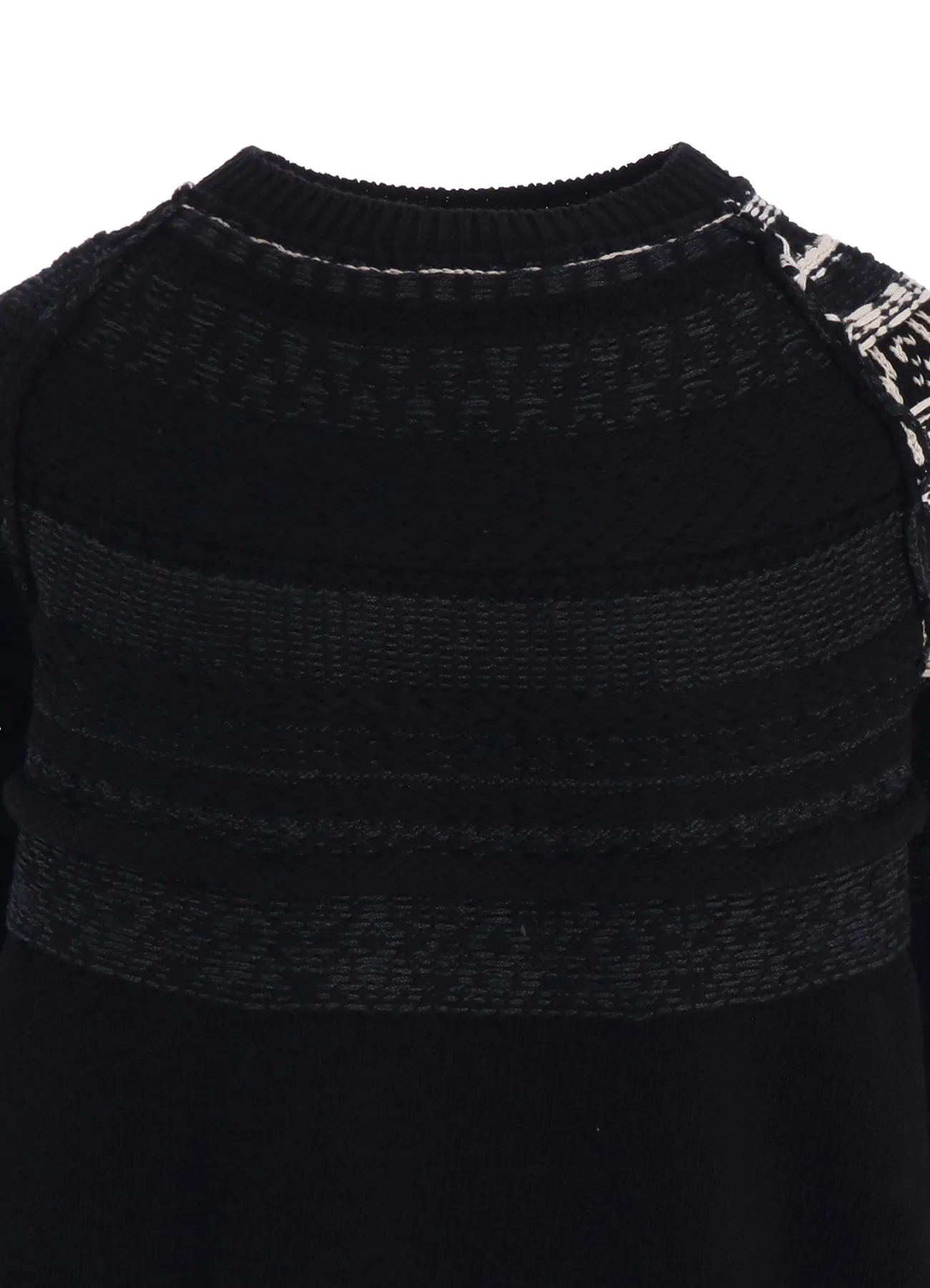 MIXED MATERIAL FAIR ISLE ROUND NECK PULLOVER sold by Yohji Yamamoto product image thumbnail 5