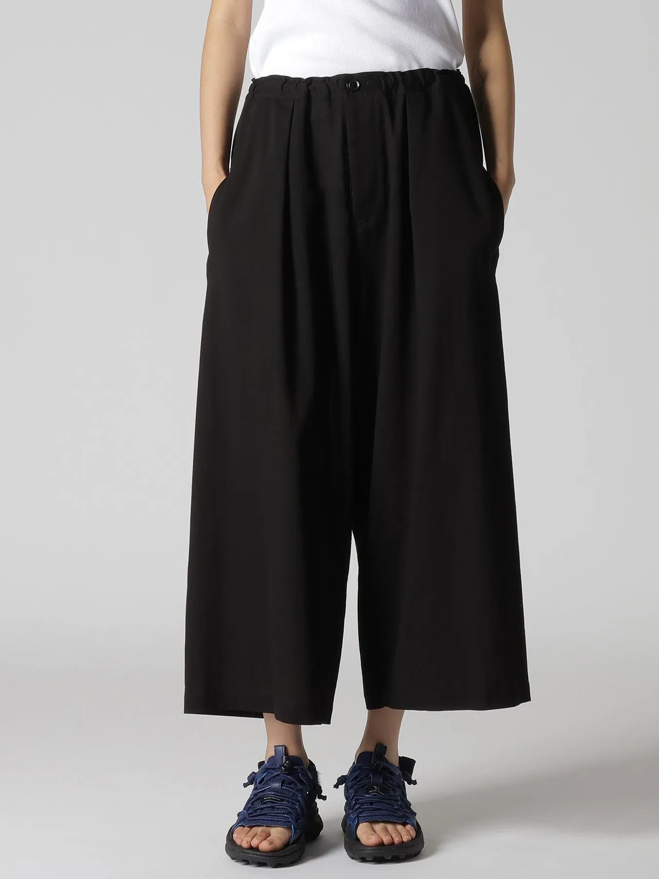 COTTON VOILE VIYELLA FRONT TUCK WIDE PANTS sold by Yohji Yamamoto product image thumbnail 4