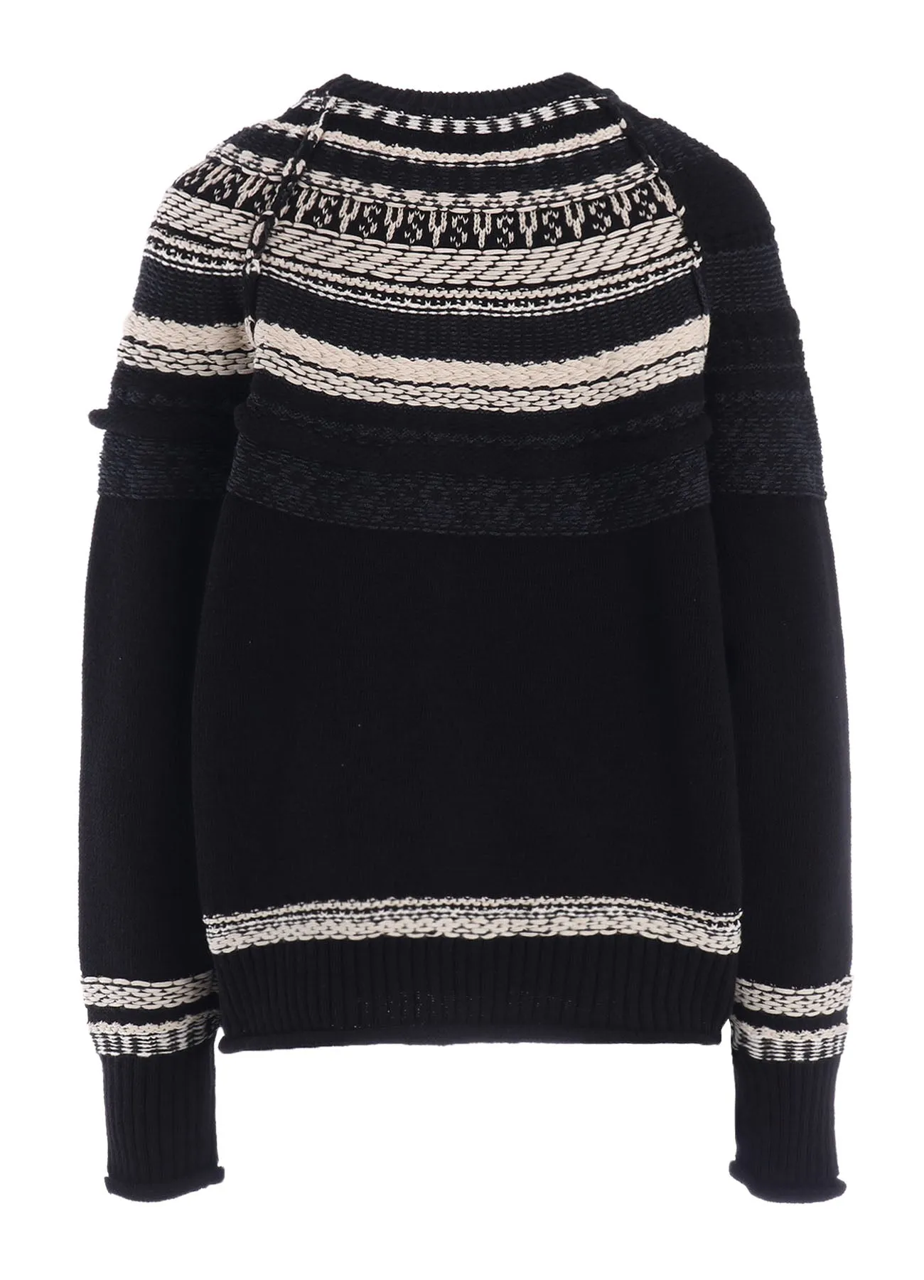 MIXED MATERIAL FAIR ISLE ROUND NECK CARDIGAN sold by Yohji Yamamoto product image thumbnail 3