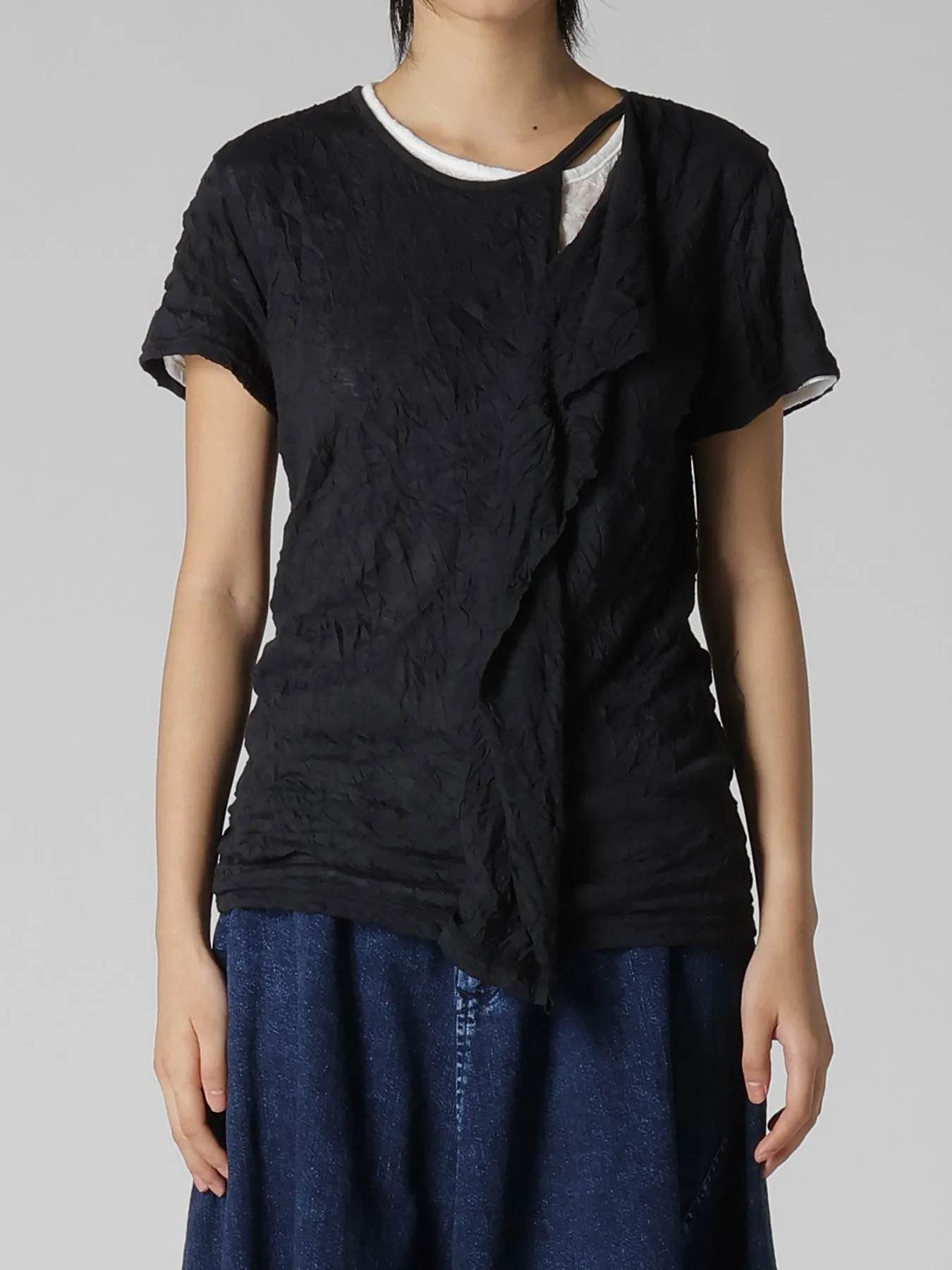 COTTON JERSEY DOUBLED SHORT SLEEVE TEE sold by Yohji Yamamoto product image thumbnail 4