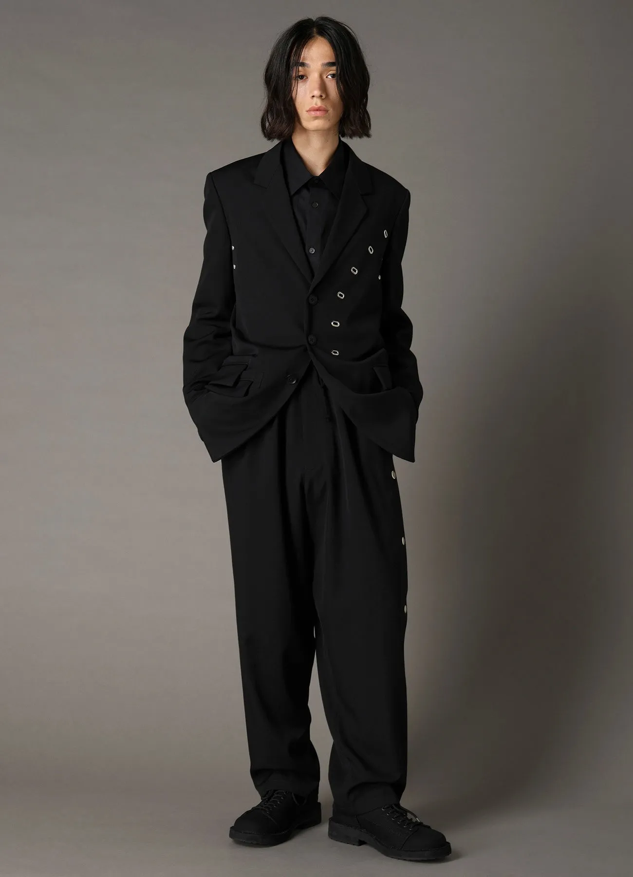 WOOL GABARDINE DRAWSTRING PANTS WITH EYELETS sold by Yohji Yamamoto product image thumbnail 3