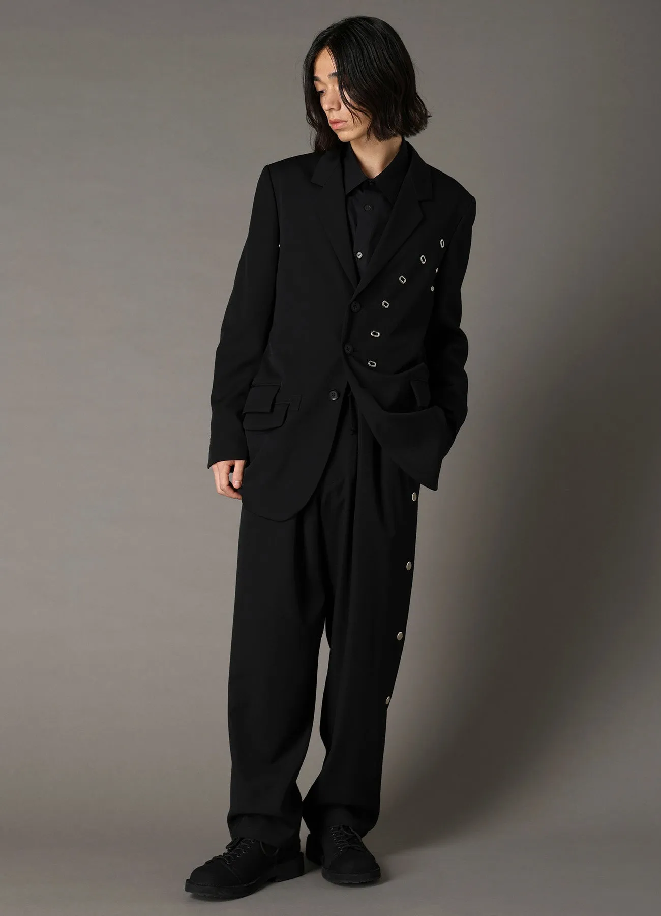 WOOL GABARDINE DRAWSTRING PANTS WITH EYELETS sold by Yohji Yamamoto product image thumbnail 4