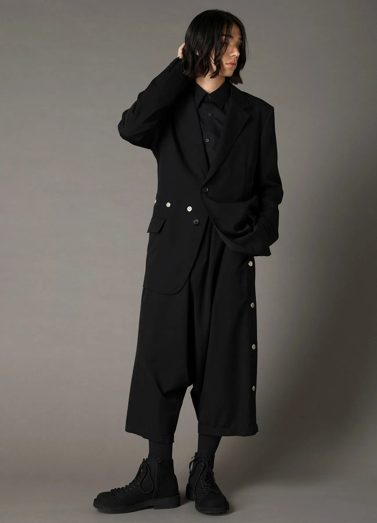 WOOL GABARDINE SAROUEL PANTS WITH EYELETS sold by Yohji Yamamoto product image thumbnail 4