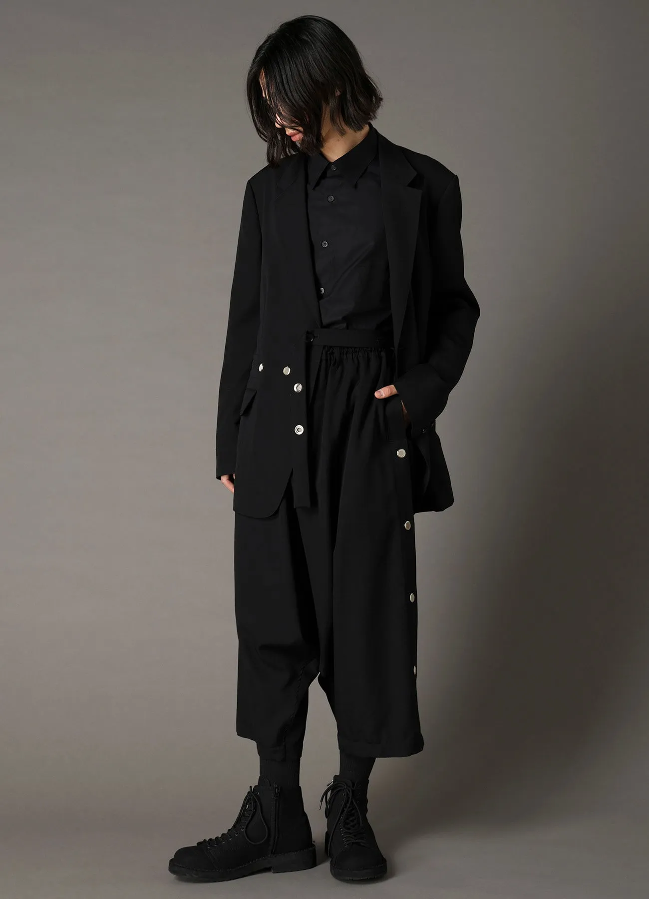 WOOL GABARDINE SAROUEL PANTS WITH EYELETS sold by Yohji Yamamoto product image thumbnail 2