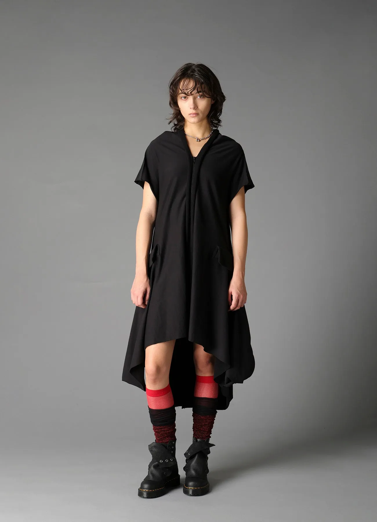 COTTON FRENCH TERRY DRAPE DETAIL DRESS sold by Yohji Yamamoto product image thumbnail 4