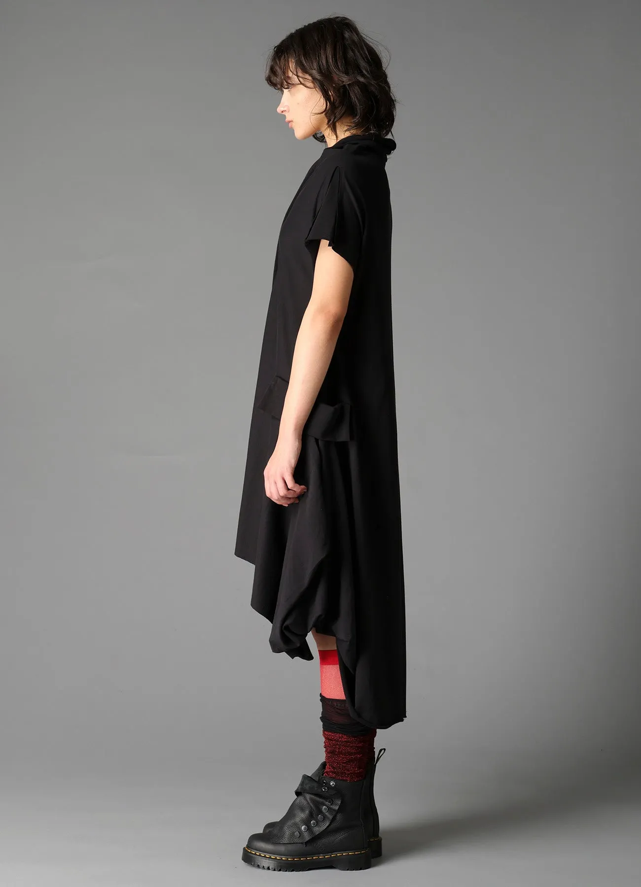 COTTON FRENCH TERRY DRAPE DETAIL DRESS sold by Yohji Yamamoto product image thumbnail 5