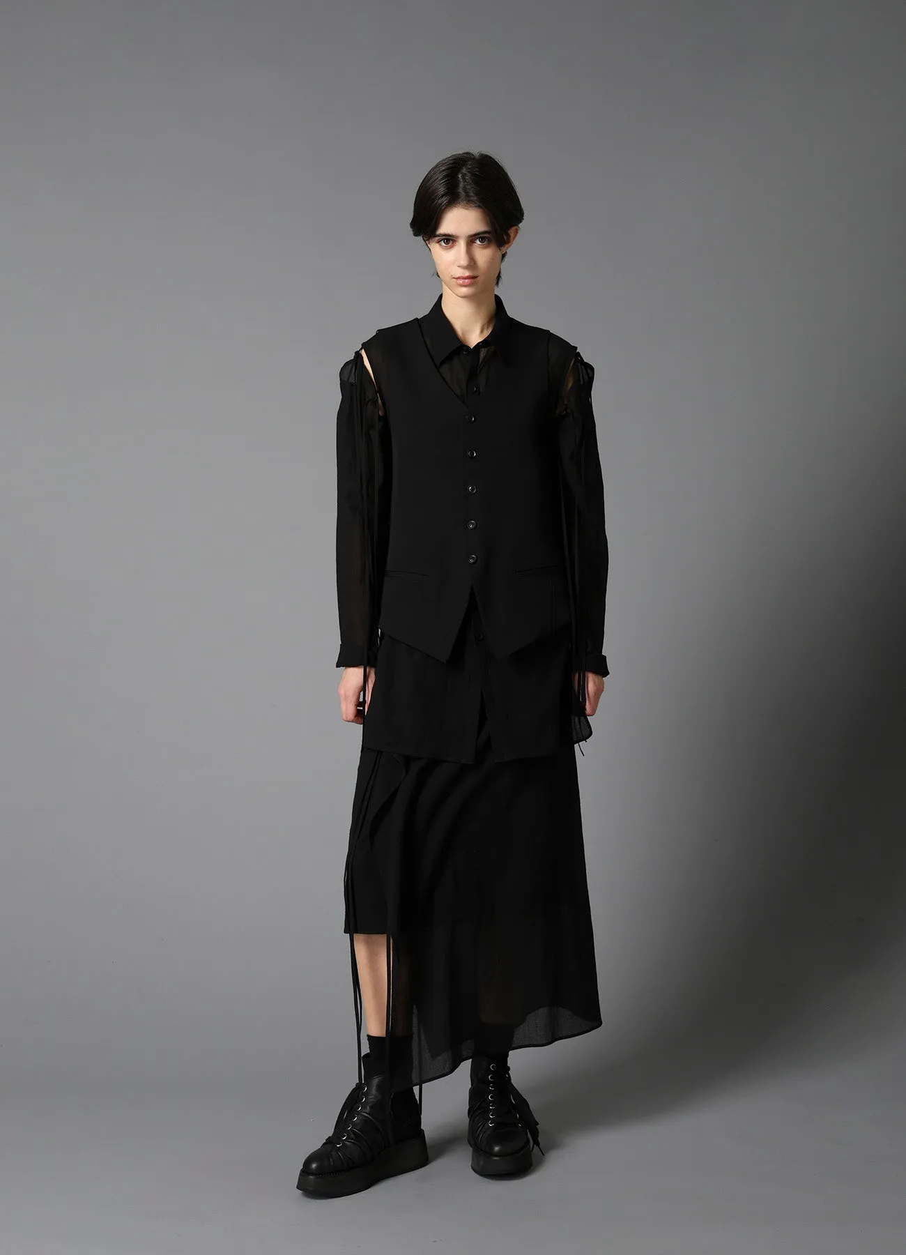 W/GABARDINE LACE UP VEST sold by Yohji Yamamoto product image thumbnail 5