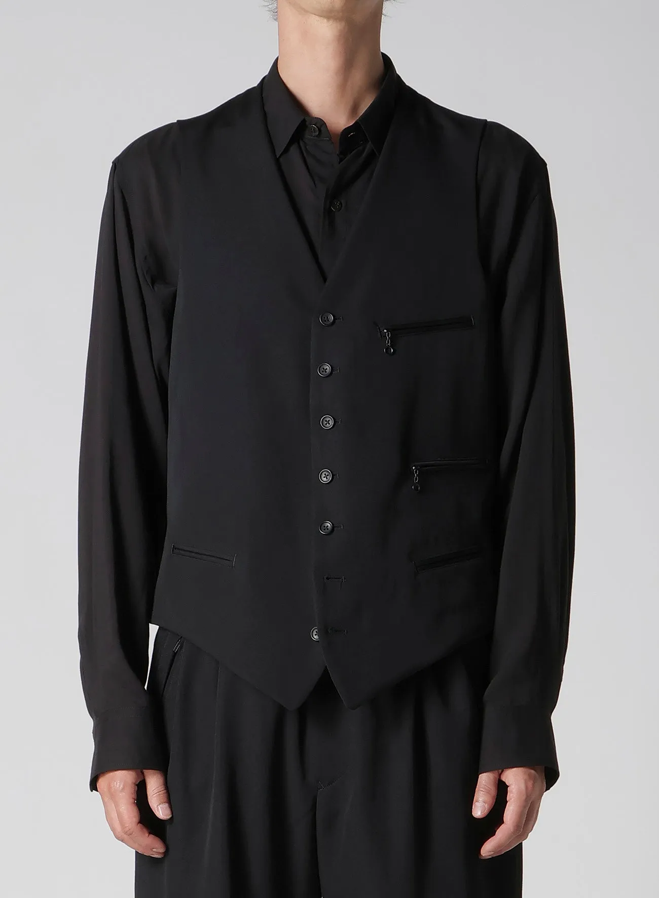 WOOL GABARDINE ZIP POCKET VEST sold by Yohji Yamamoto product image thumbnail 5