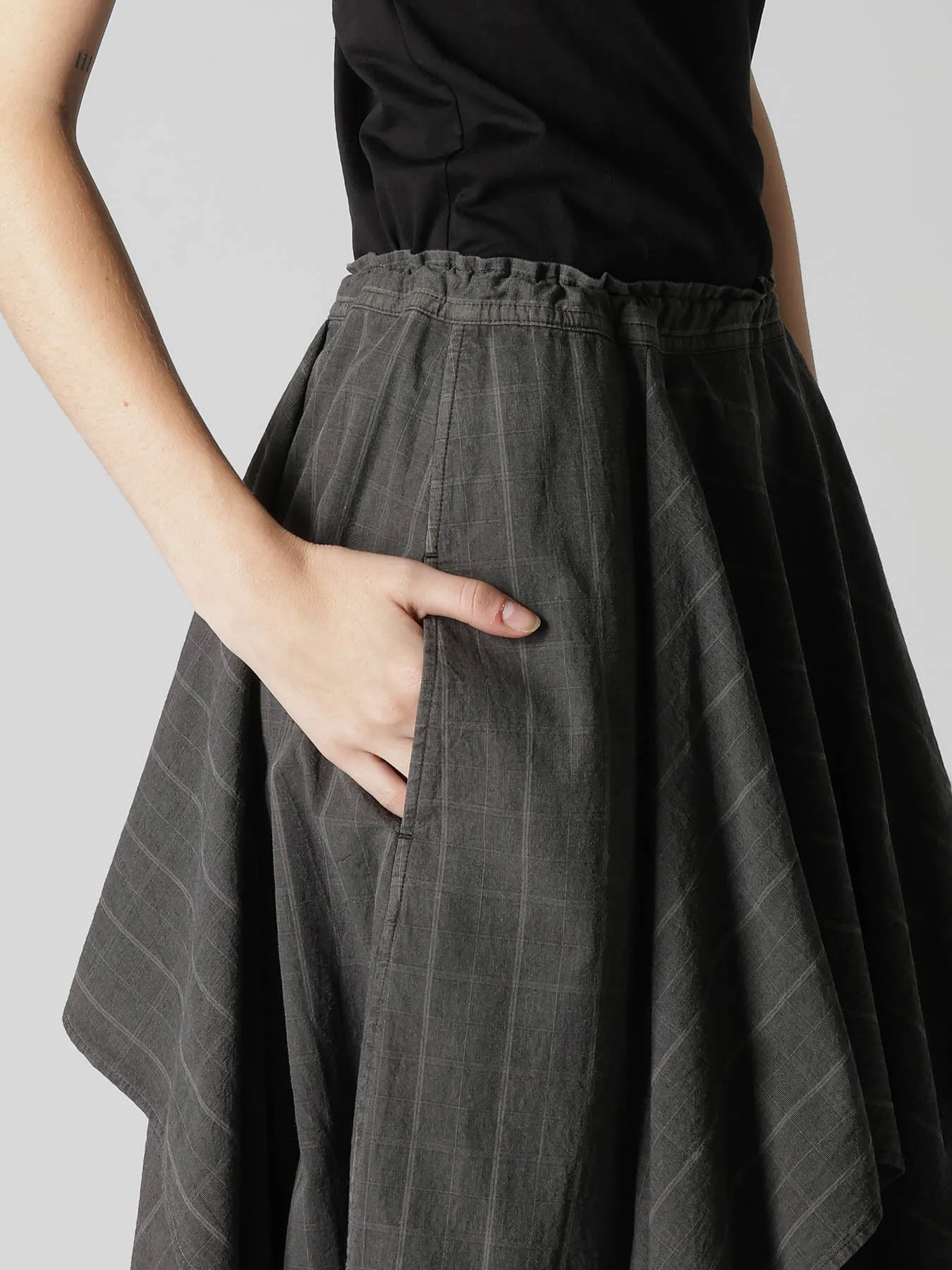 COTTON PLAID DRAPE SKIRT sold by Yohji Yamamoto product image thumbnail 5