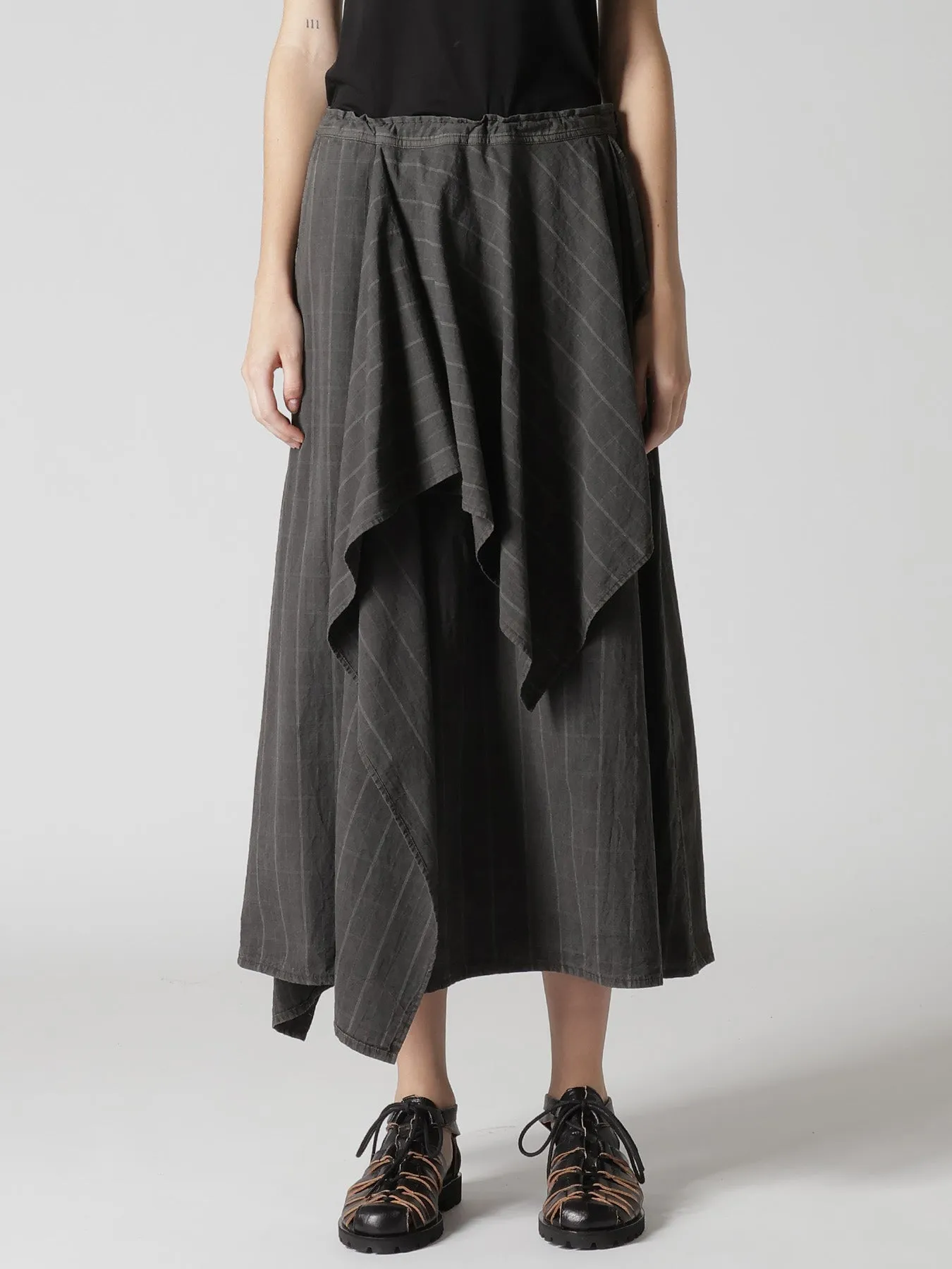 COTTON PLAID DRAPE SKIRT sold by Yohji Yamamoto product image thumbnail 4