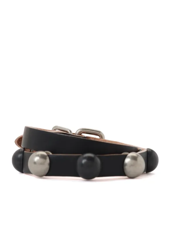 SEMIGLOSS LEATHER STUDS DOUBLE BRACELET made by Yohji Yamamoto