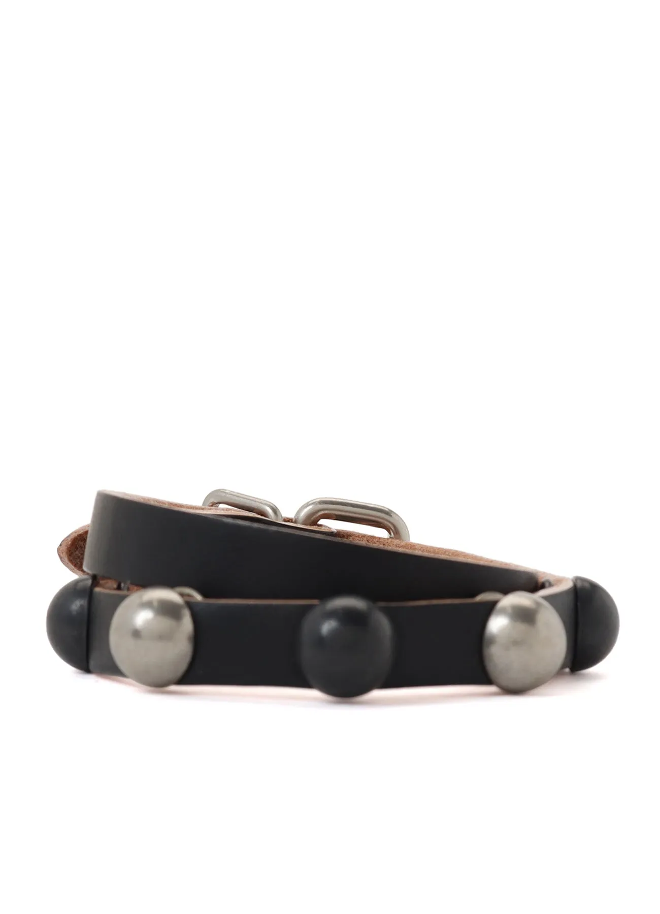 SEMIGLOSS LEATHER STUDS DOUBLE BRACELET sold by Yohji Yamamoto