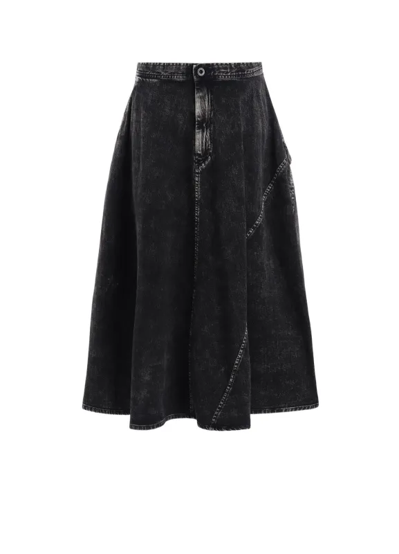 8OZ DENIM CHEMICAL WASH POCKET FLARE SKIRT sold by Yohji Yamamoto
