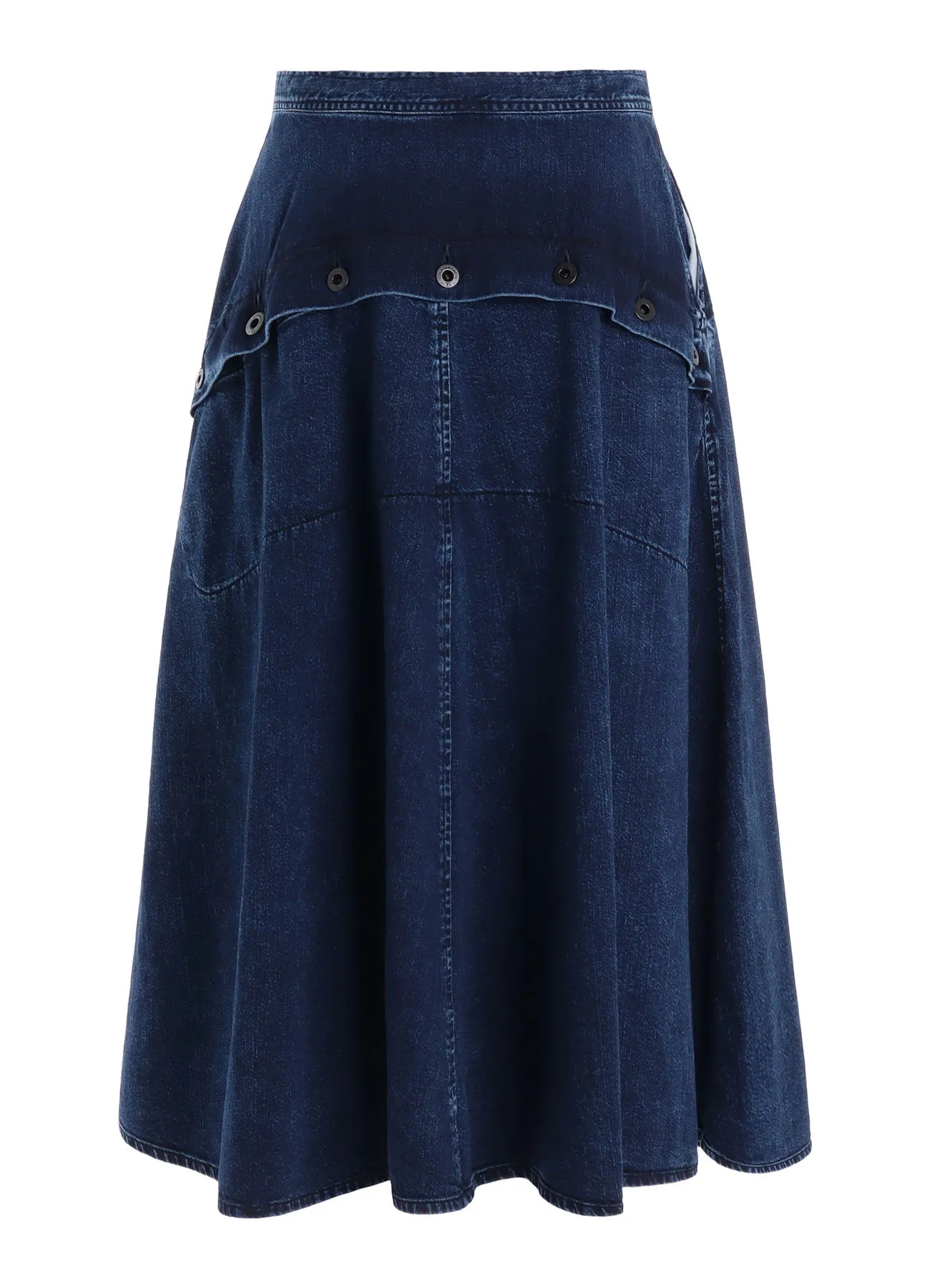 8OZ DENIM CHEMICAL WASH POCKET FLARE SKIRT sold by Yohji Yamamoto product image thumbnail 3
