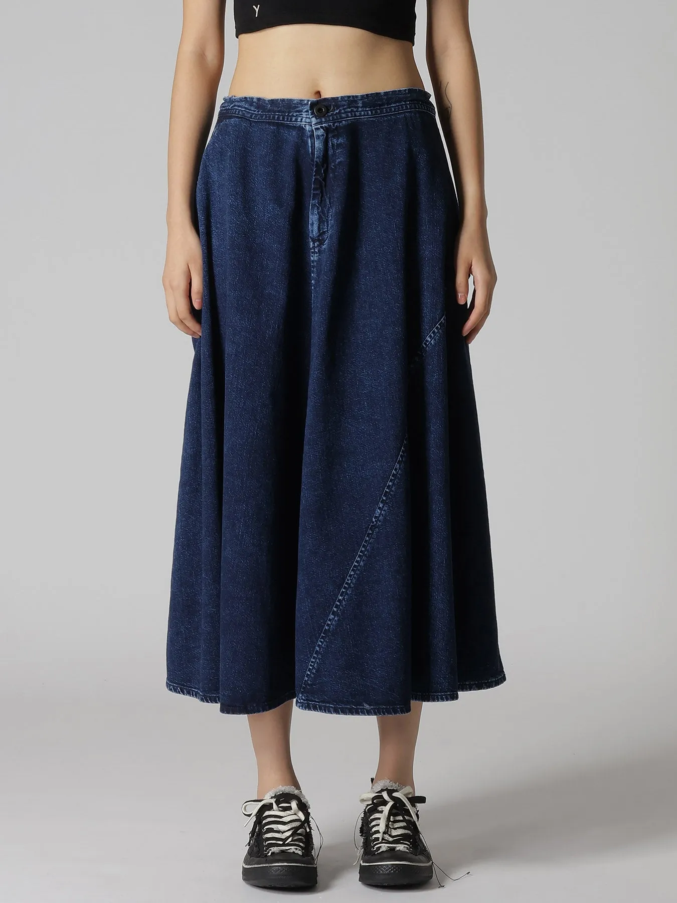 8OZ DENIM CHEMICAL WASH POCKET FLARE SKIRT sold by Yohji Yamamoto product image thumbnail 4